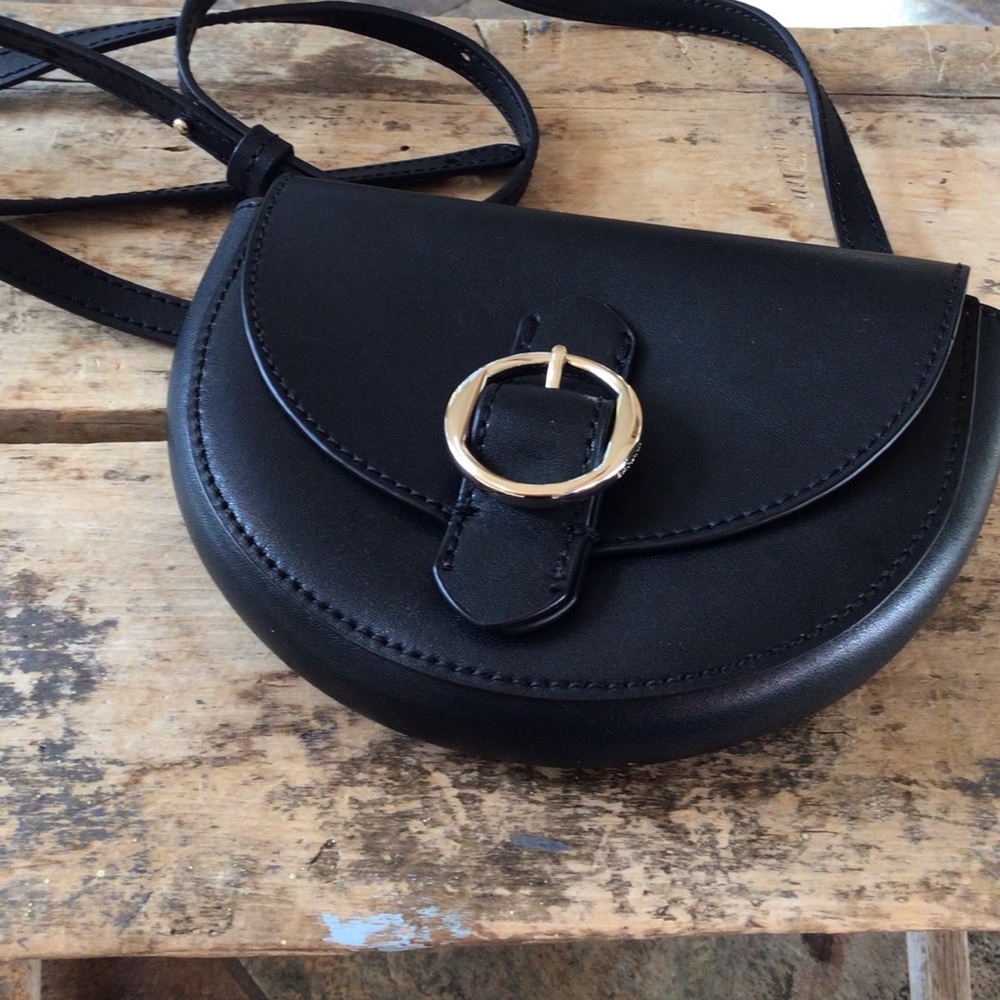 Banana Republic Black Crossbody Bag with Gold Buckle